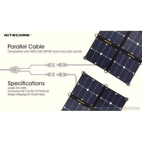ΚΑΛΩΔΙΟ ΠΡΟΕΚΤΑΣΗΣ NITECORE για 2 Ηλιακα Πανελ , 5m parallel Cacle